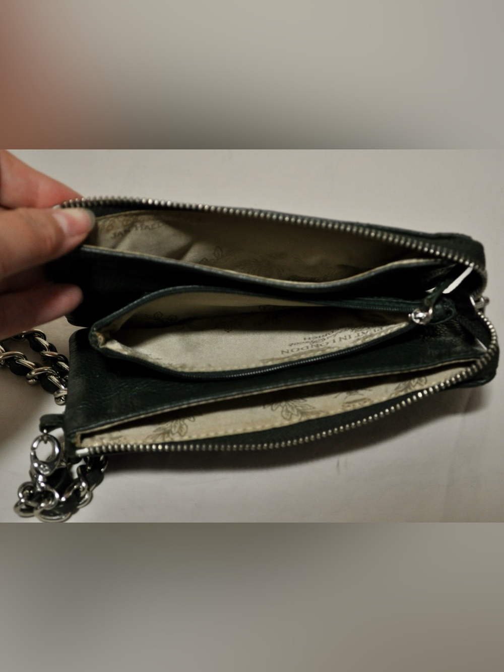 My Flat In London Quilted Leather Wristlet - Deep Green with Silver Hardware - Picture 4 of 4